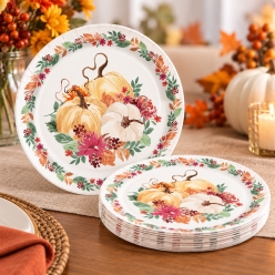 Cozy Pumpkin Dessert Plates - 8 PK